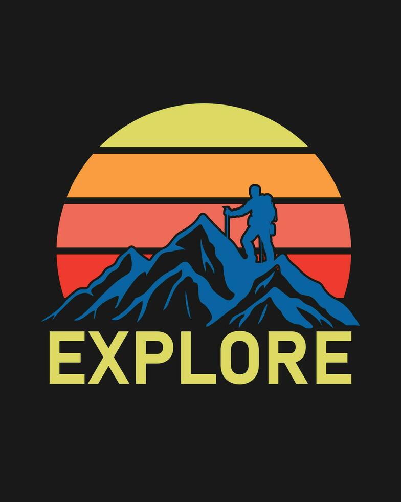 Hiking outdoor T-shirt Design, Hiking tee vector art, Outdoor explore