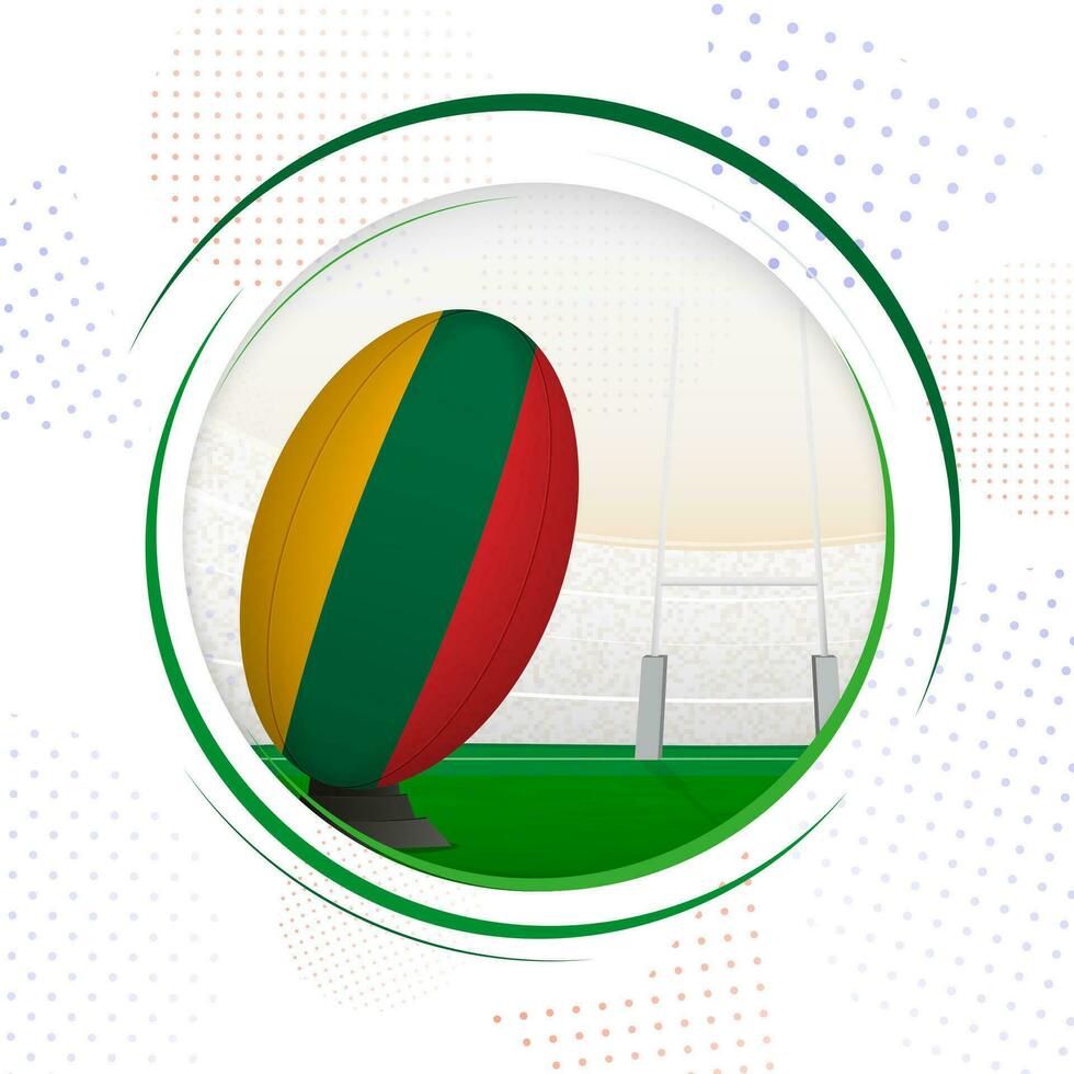 Flag of Lithuania on rugby ball. Round rugby icon with flag of Lithuania. vector