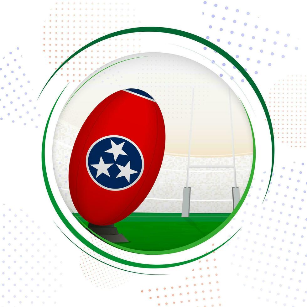 Flag of Tennessee on rugby ball. Round rugby icon with flag of Tennessee. vector