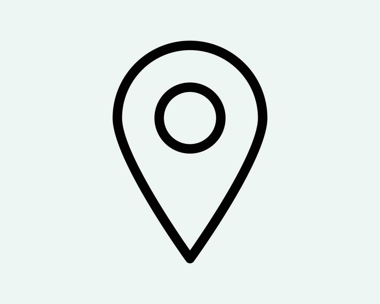 Location Pin Line Icon Position Direction GPS Map Geography Travel Trip Navigation Place Thin Black Outline Shape Vector Symbol Sign Mark Button App