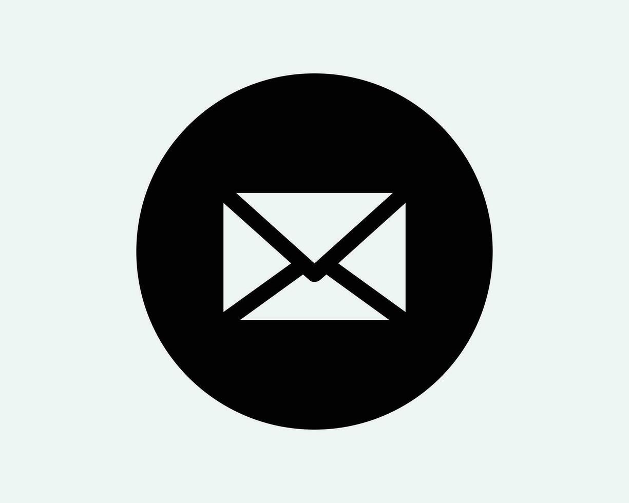 Envelope Round Icon Mail Email Letter Message Circle Circular Button App Post Postal Newsletter Black White Shape Vector Clipart Artwork Sign Symbol