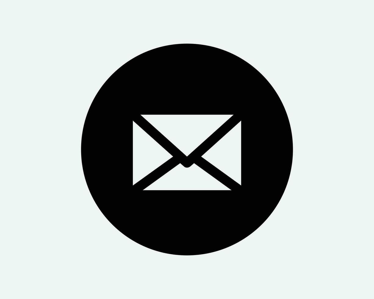 Envelope Round Icon Mail Email Letter Message Circle Circular Button App Post Postal Newsletter Black White Shape Vector Clipart Artwork Sign Symbol