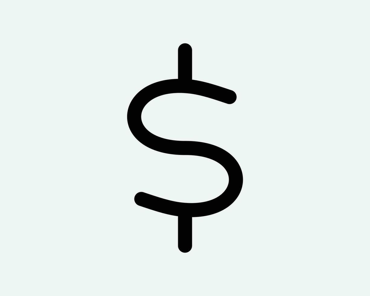 dinero firmar icono dólar símbolo efectivo moneda inversión banco riqueza Rico Finanzas financiero logo ingresos préstamo pago pagar negro contorno línea Delgado vector