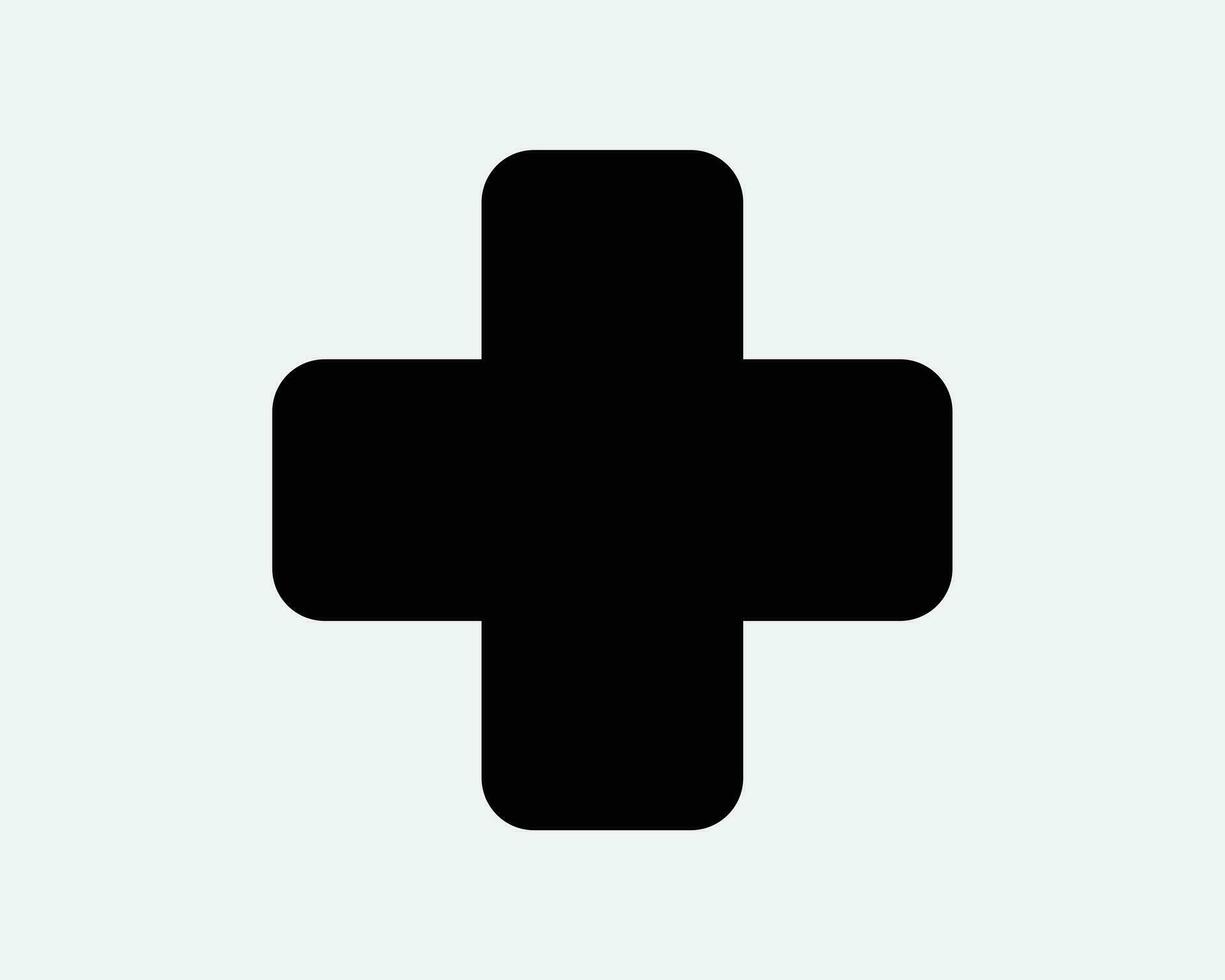 Healthcare Cross Icon Medical Health Care Hospital First Aid Sign Emergency Ambulance Pharmacy Medicine Safety Clinic Medic Black White Vector Symbol