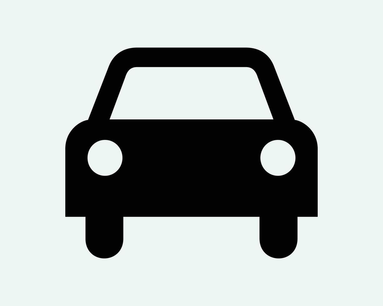 Car Front View Icon. Automotive Motor Vehicle Taxi Cab Approach Black White Outline Shape Vector Clipart Graphic Illustration Artwork Sign Symbol