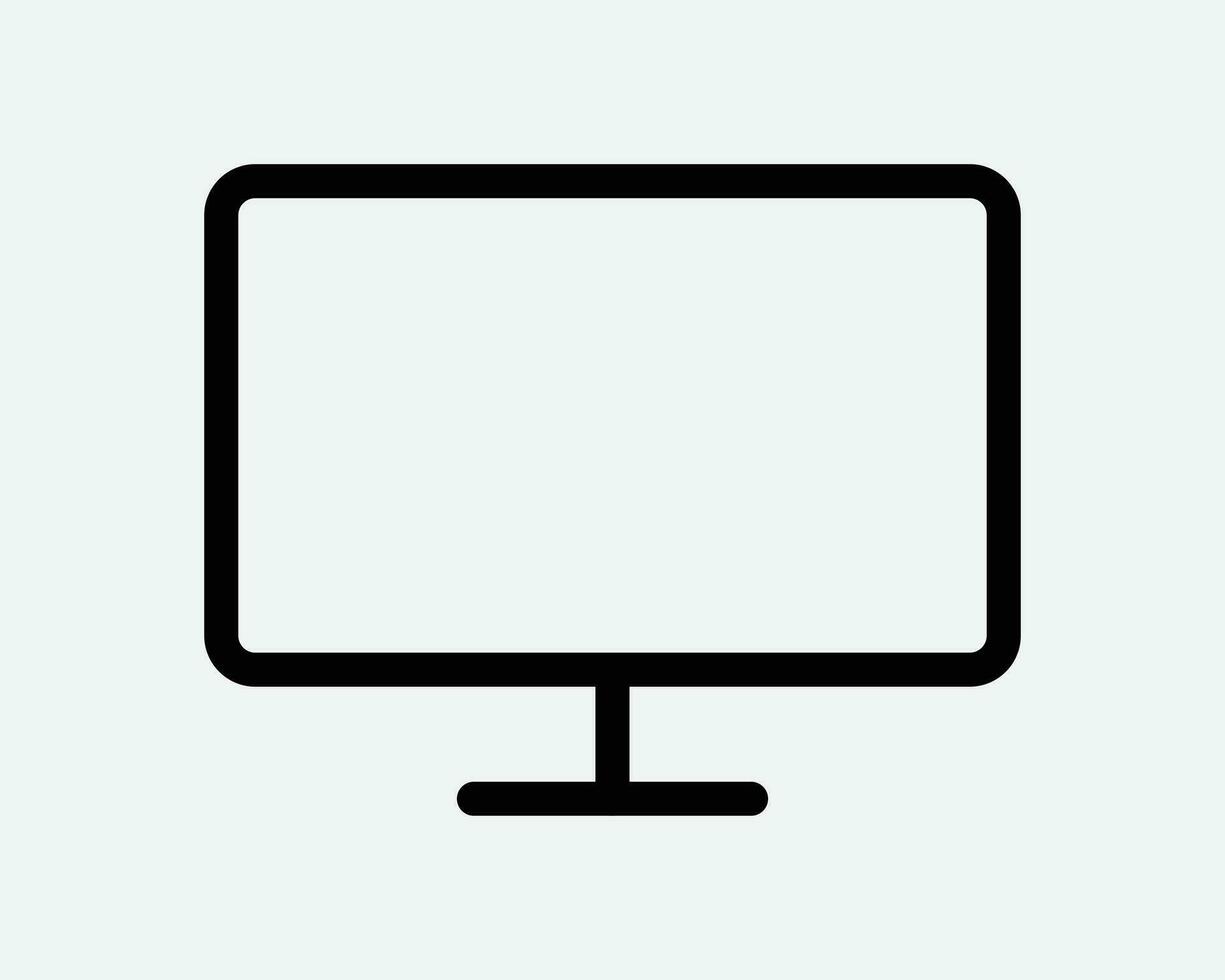 Desktop Monitor Icon Computer Display Screen TV Television LED LCD PC Laptop Device Blank Empty Black White Vector Sign Symbol Illustration Clipart