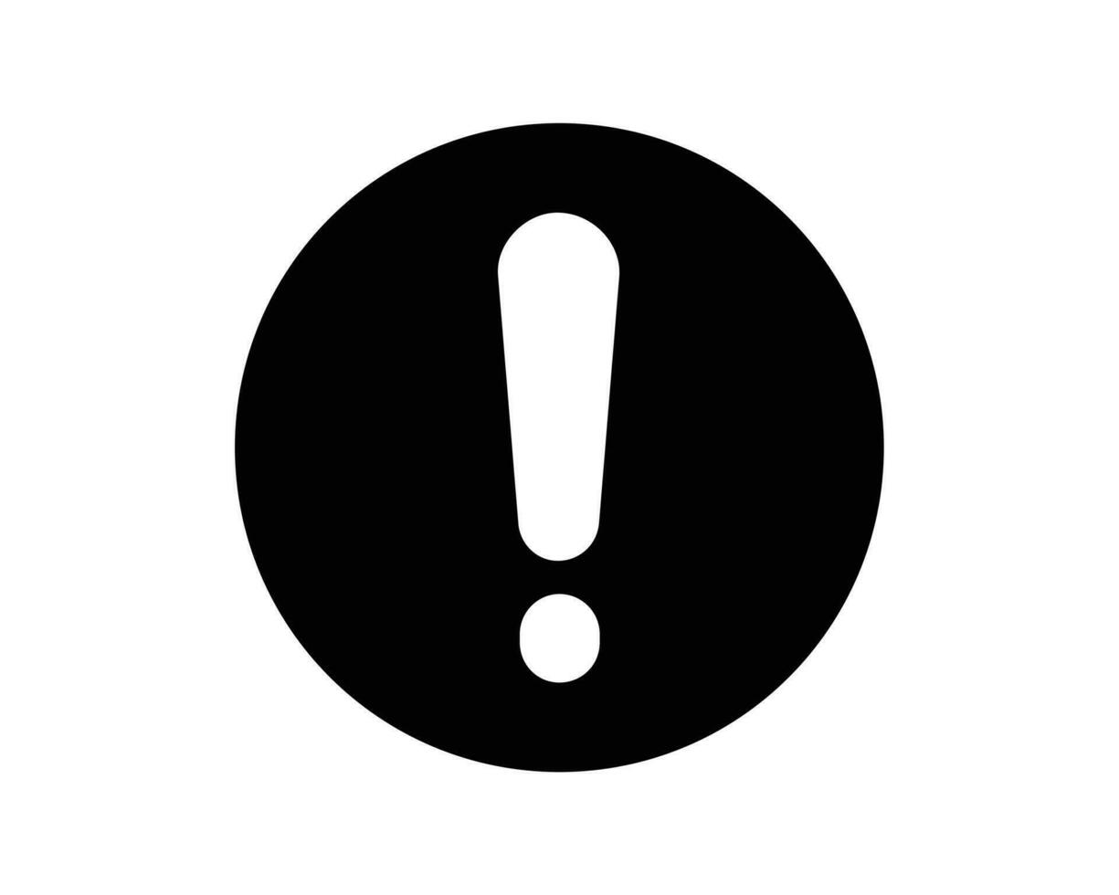 Error Circle Icon Round Circular Warning Button Alert Attention Caution Issue Danger Exclamation Point Mark Hazard Risk Black White Vector Sign Symbol