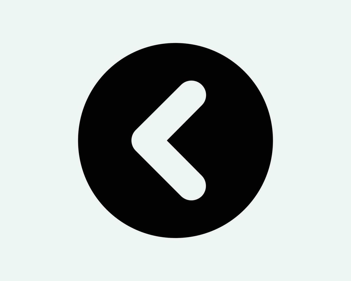 Round Left Arrow Icon West Side Circular Circle Button Navigation Position Direction Path Road Traffic Sign Point Pointer Black  Vector Clipart Symbol