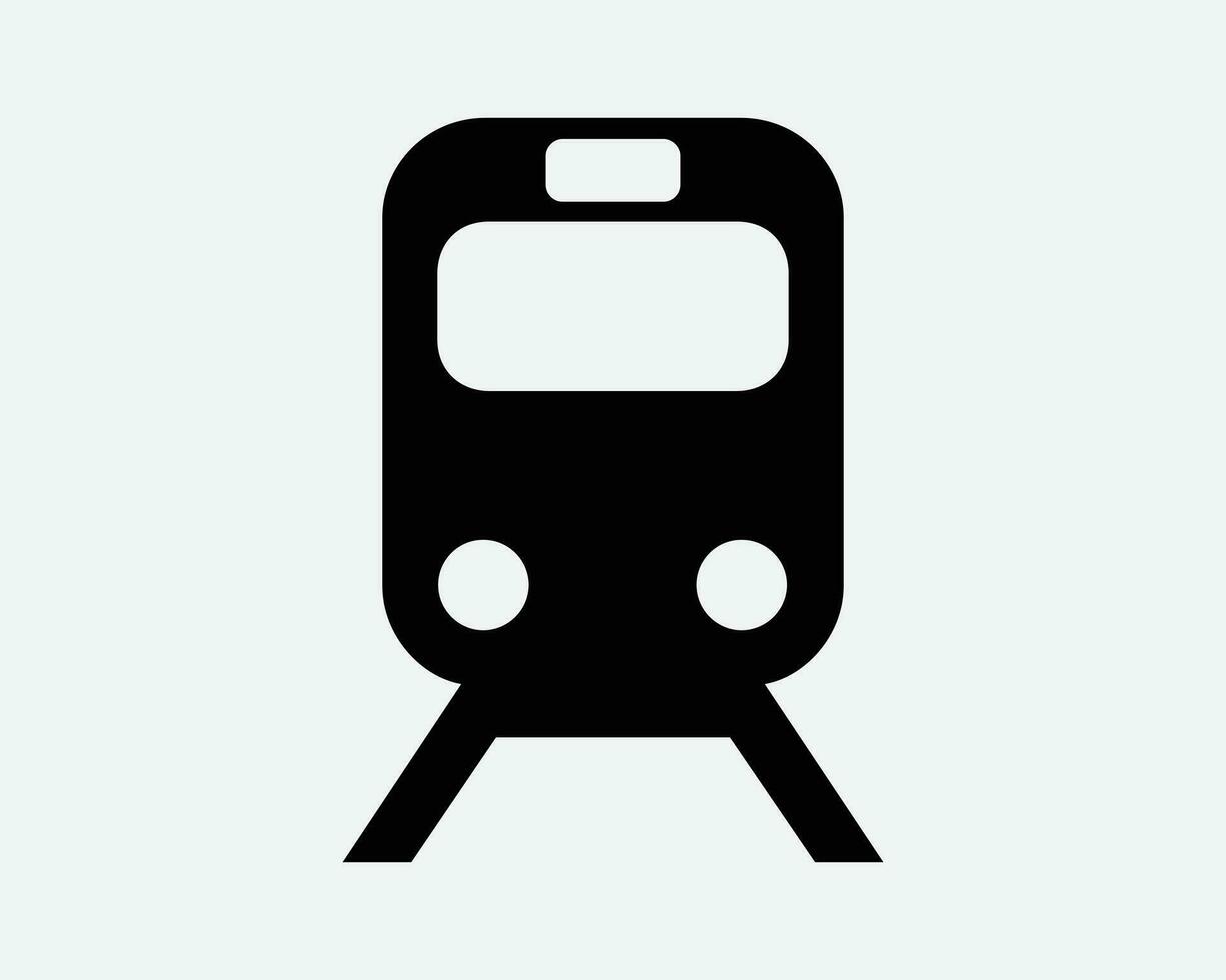 Train Icon Rail Public Transport Front View Approaching Subway Transportation Passenger Station Tram Travel Railway Black Shape Sign Symbol Vector EPS