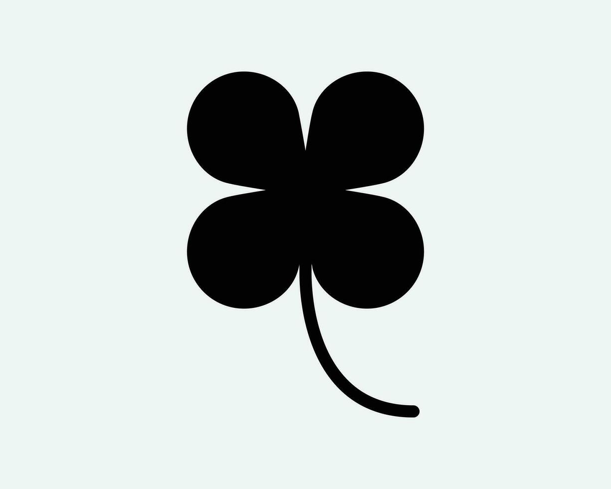 Four Leaf Clover Icon 4 Leaves Plant Nature St Saint Patrick Irish Ireland Natural Spring Floral Flower Black Shape Silhouette Vector Sign Symbol