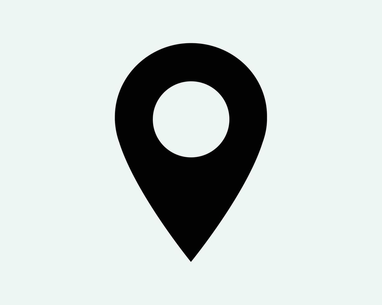 Location Pin Icon GPS Map Position Satellite Navigation Direction Place Mark Marker Destination Search Black White Shape Outline Vector Sign Symbol