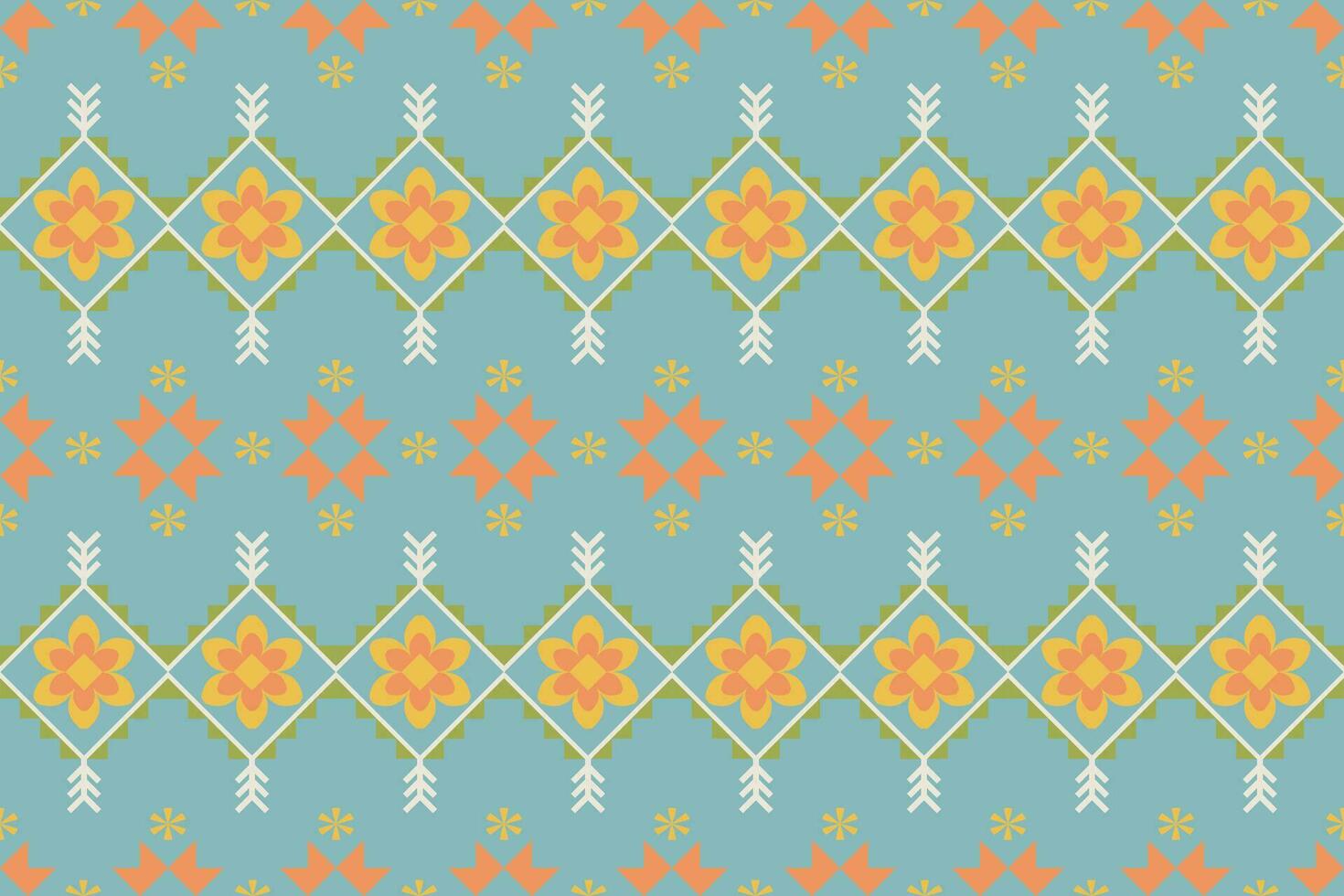 Ikat geometric embroidery on color background.Geometric ethnic oriental pattern traditional.Aztec abstract style vector illustration.Design for texture,fabric,clothing,wrapping,carpet.
