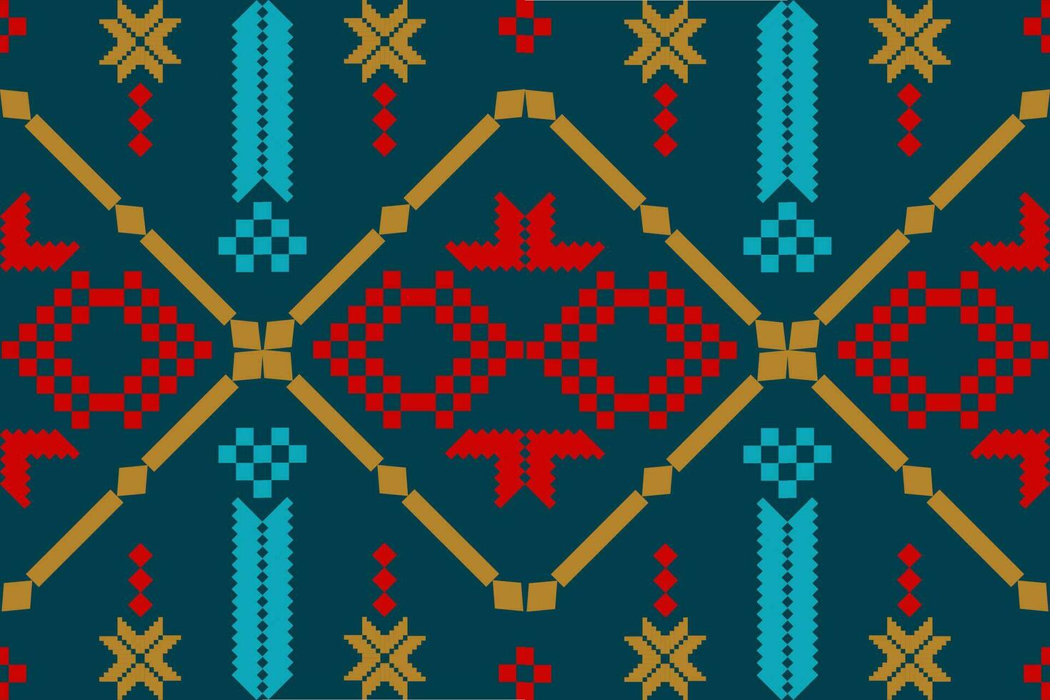 Native ikat fabric.Aztec geometic art ornament design for carpet,wallpaper,clothing,wrapping,textile.Damask style pattern for textile and decoration.Seamless pattern in tribal. vector