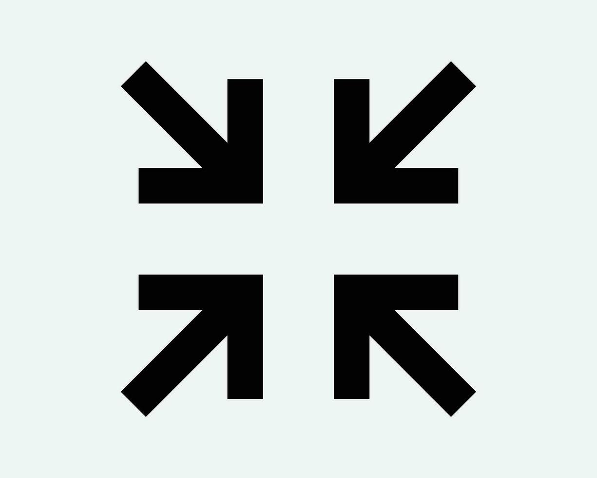 cuatro flechas punto en icono enfocar fuera 4 4 puntos gesto dentro objetivo negro blanco contorno forma vector clipart gráfico ilustración obra de arte firmar símbolo