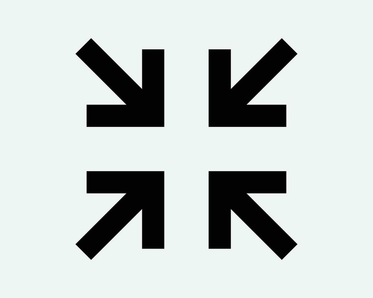 Four Arrows Point In Icon Zoom Out 4 Points Gesture Inside Target Black White Outline Shape Vector Clipart Graphic Illustration Artwork Sign Symbol