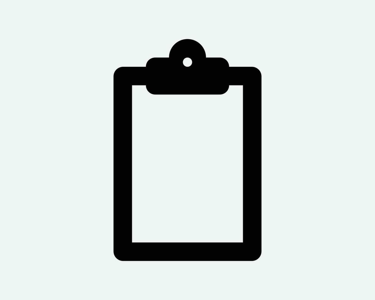Blank Clipboard Icon Template Empty Clip Board Paper Document Report Sheet. Black White Shape Vector Clipart Graphic Illustration Artwork Sign Symbol
