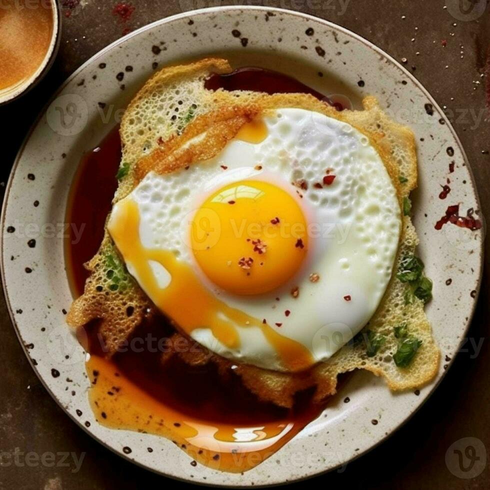 Healthy breakfast set on table. The concept of delicious and healthy food. generative ai. photo