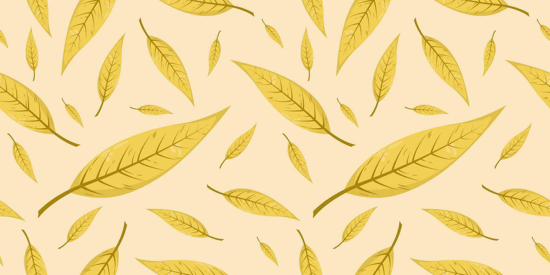Seamless pattern with autumn fall yellow willow tree leaves. Perfect for wallpaper, wrapping paper, web sites, background, social media, blog, presentation, invitations and greeting cards. vector