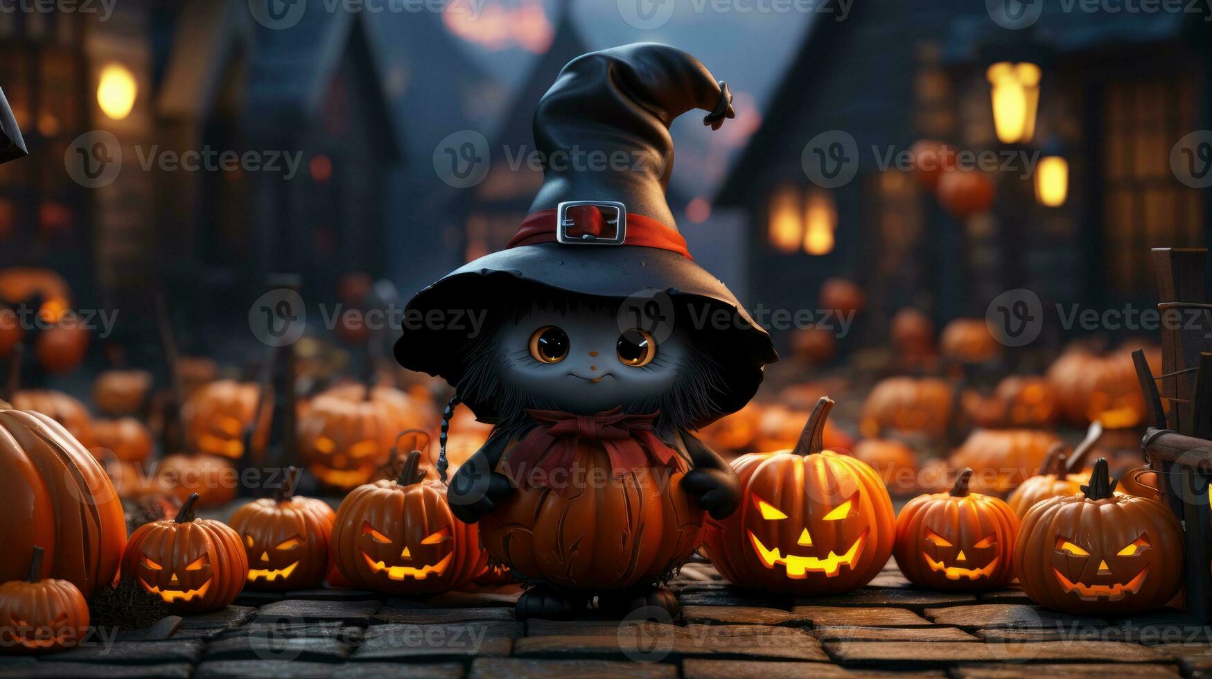 Cute halloween 3d character background photo illustration