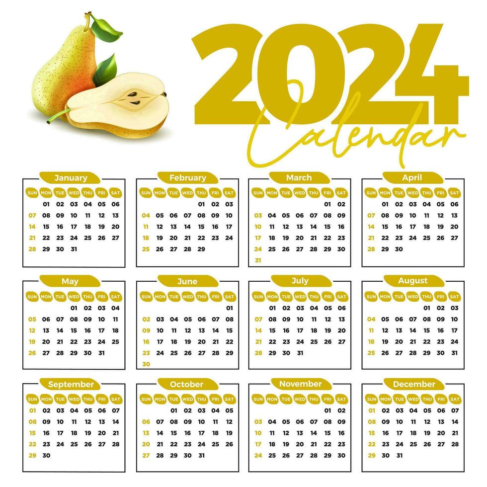 2024 calendario diseño modelo para contento nuevo año vector