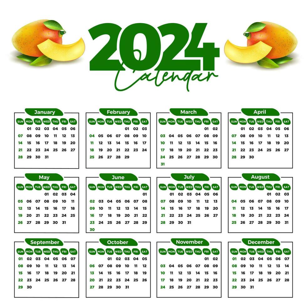 2024 calendario diseño modelo para contento nuevo año vector