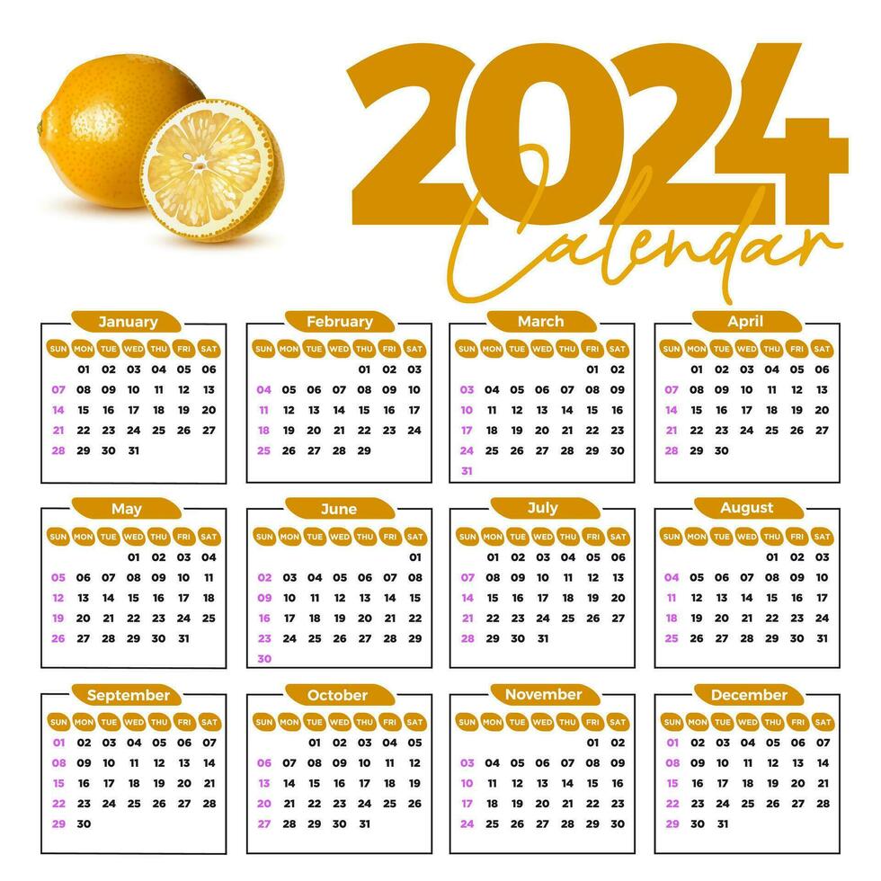 2024 calendario diseño modelo para contento nuevo año vector