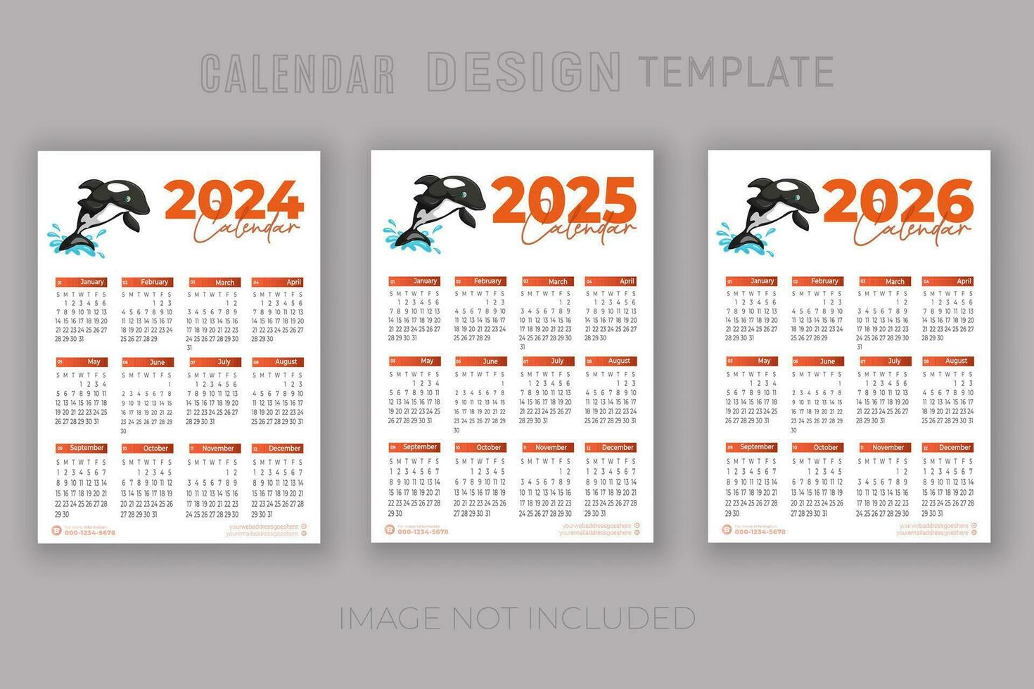2024 to 2026 calendar design template for happy new year planner vector