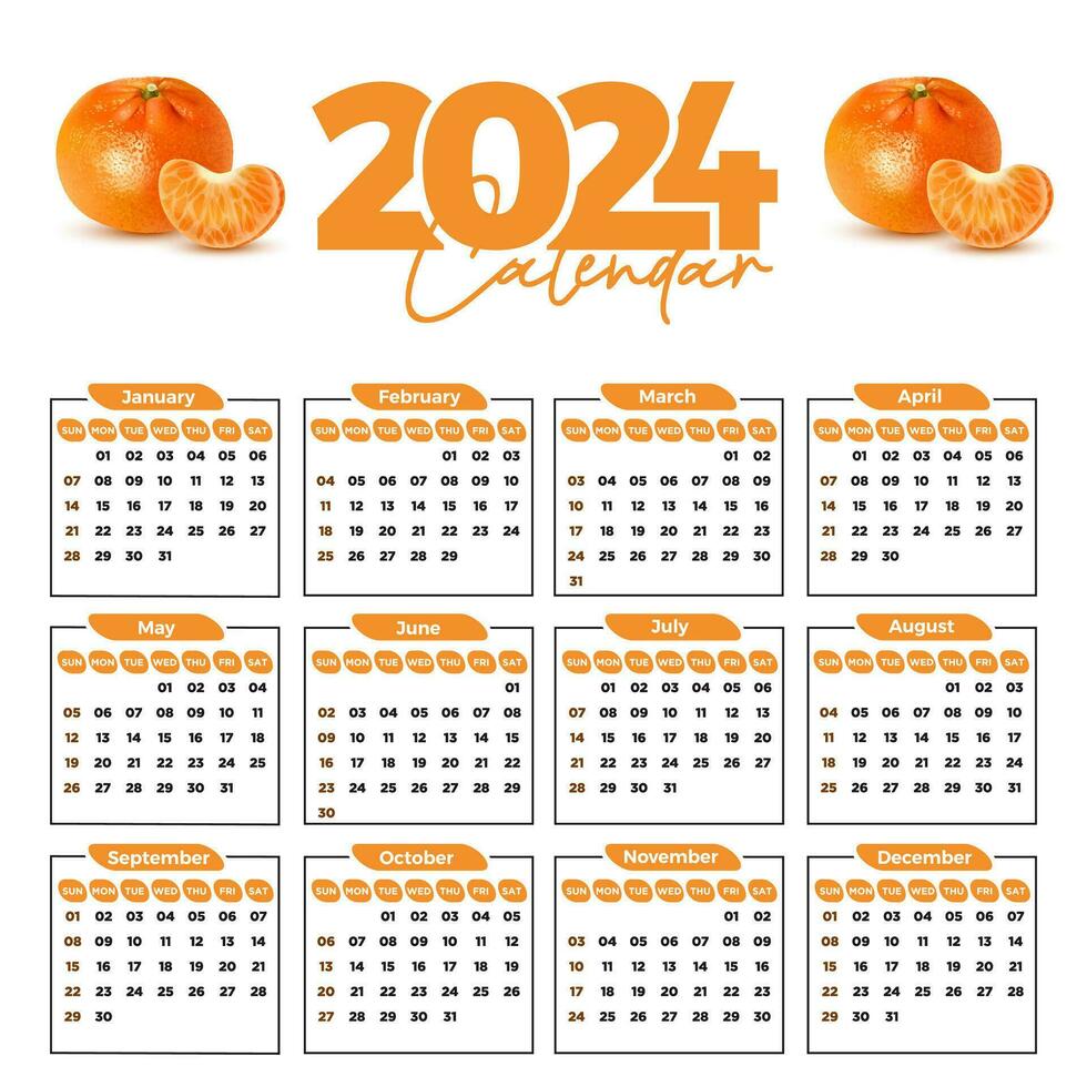 2024 calendario diseño modelo para contento nuevo año vector