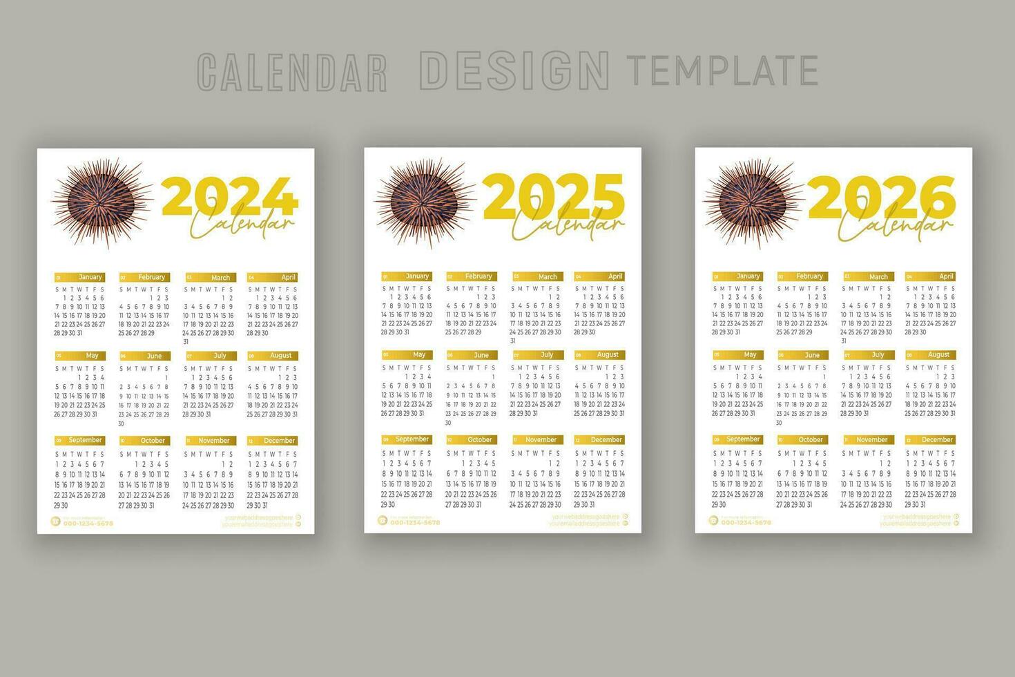 2024 to 2026 calendar design template for happy new year planner vector