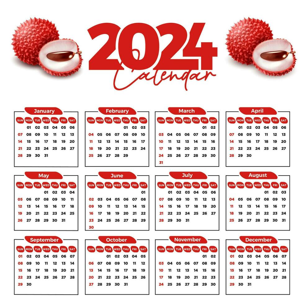 2024 calendar design template for happy new year vector