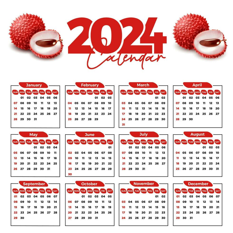 2024 calendario diseño modelo para contento nuevo año vector