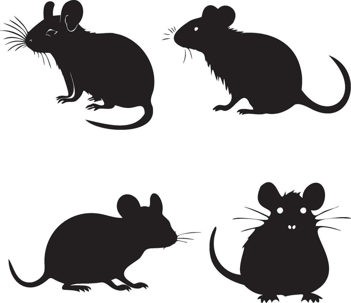 negro y blanco ratón vector conjunto