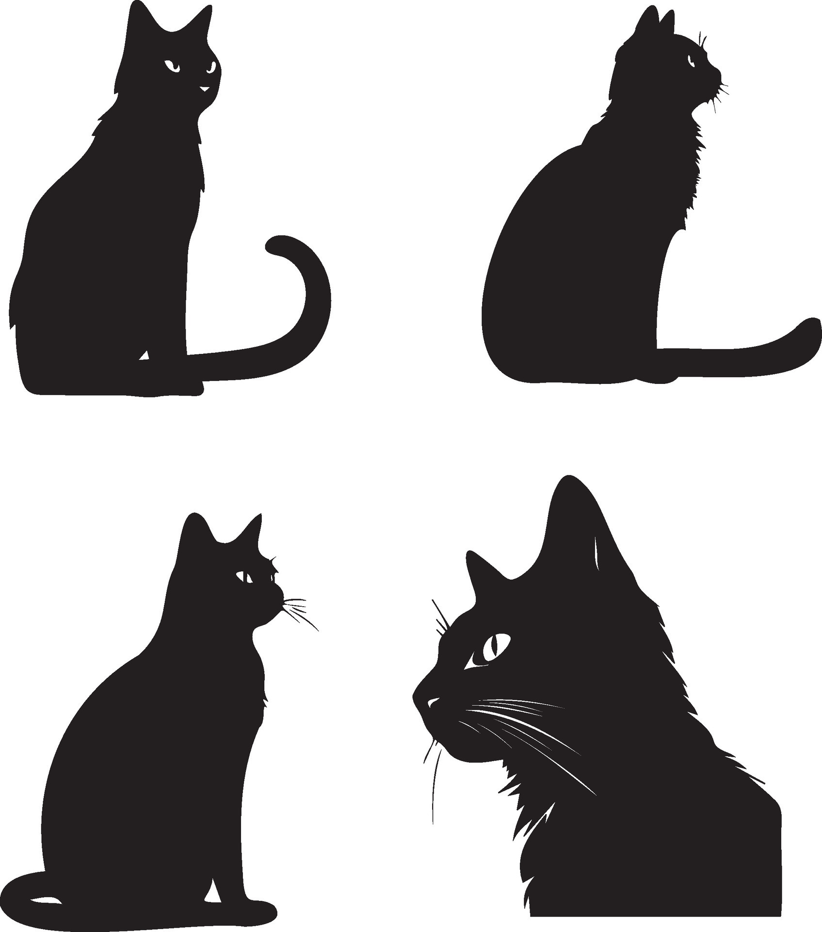 Set of black cat silhouettes. Cat sitting 29137212 Vector Art at Vecteezy