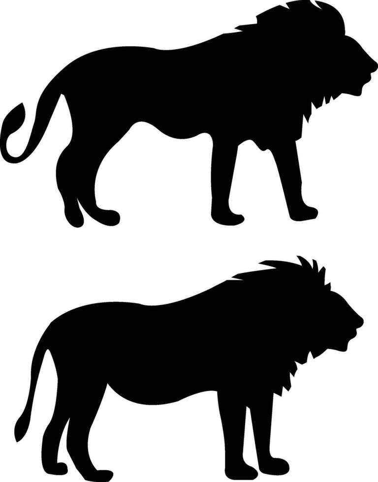 lion black and white wild animal vector