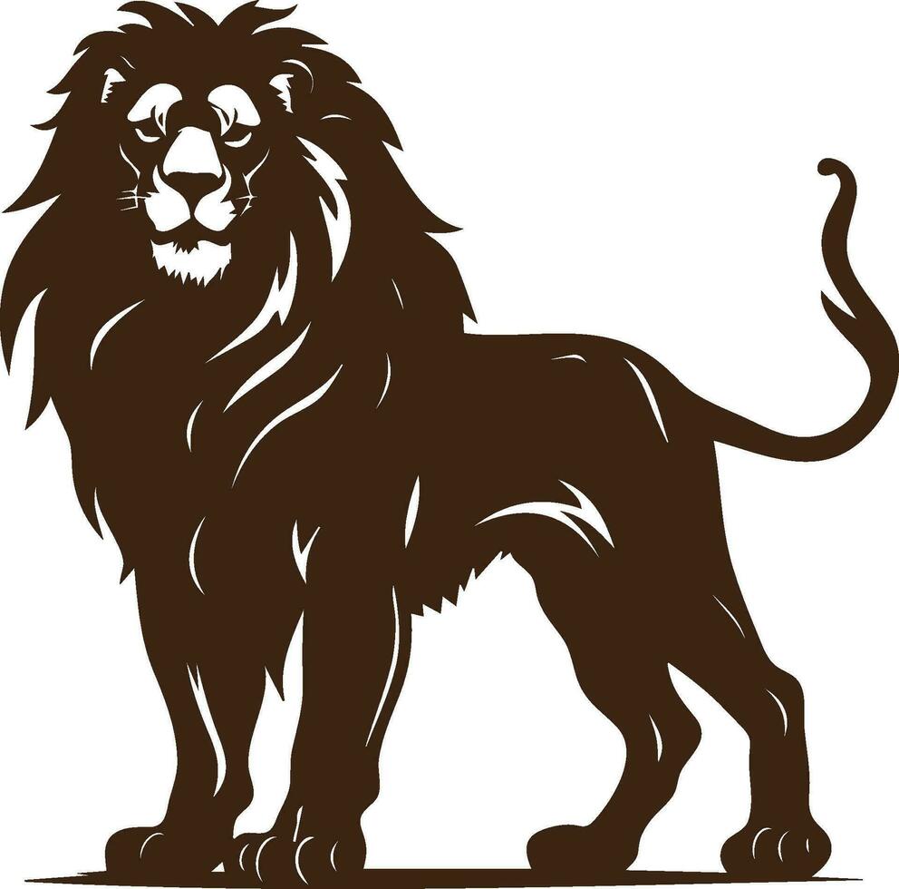 lion black and white wild animal vector