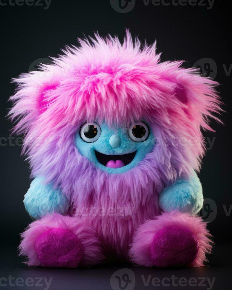 Colorful fluffy cute monster doll photo