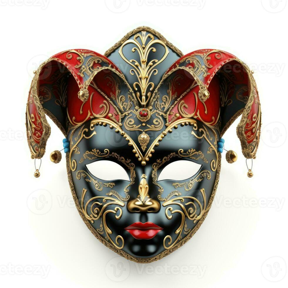 Venetian carnival mask isolated on white background masquerade one mask template for carnival in front view photo