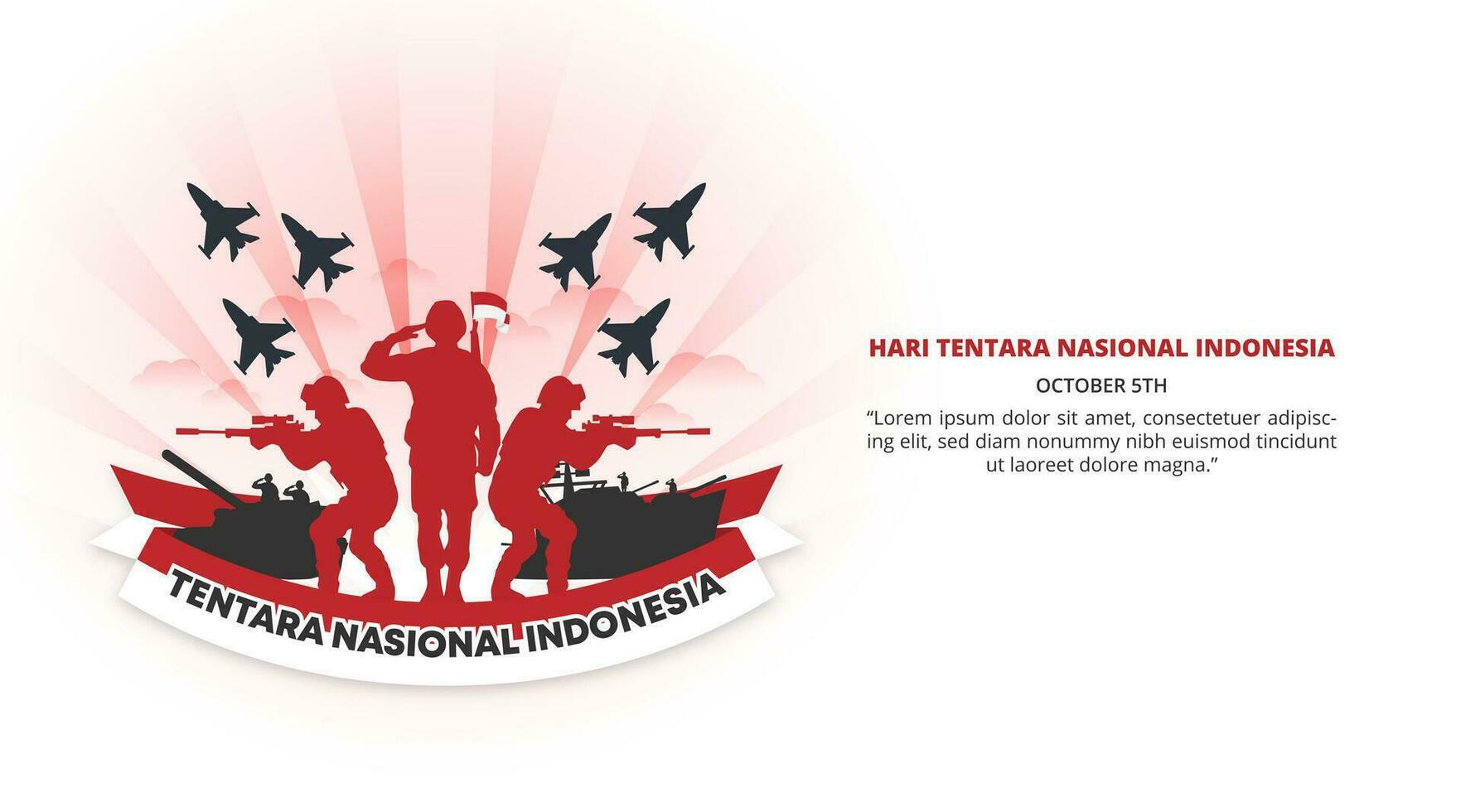 Hari Ulang Tahun Tentara Nasional Indonesia or Indonesian National Armed Forces Birth Day with army vector