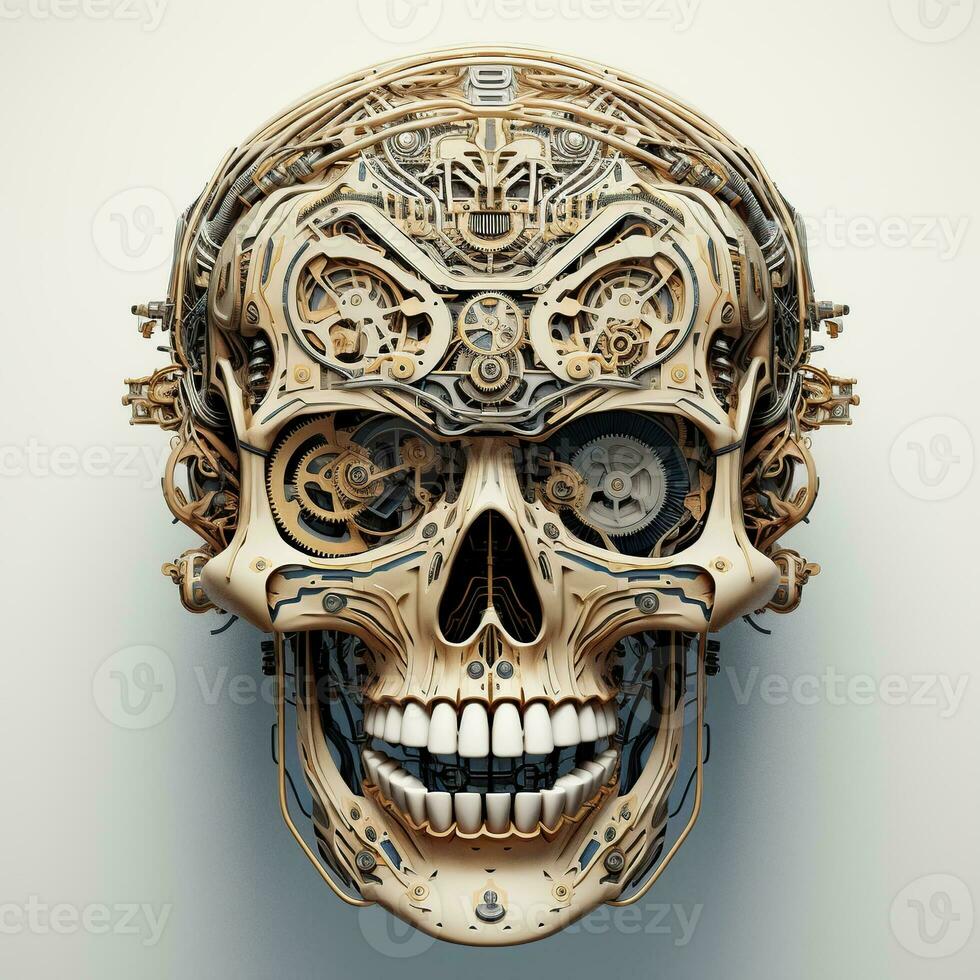 skull image with robotic texture photo