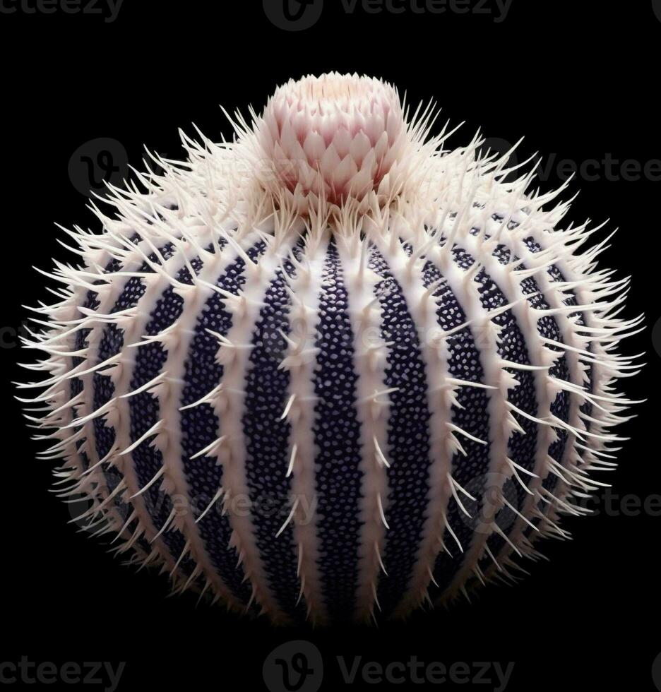 Cactus in a plant pot against a dark black background. generative ai. photo