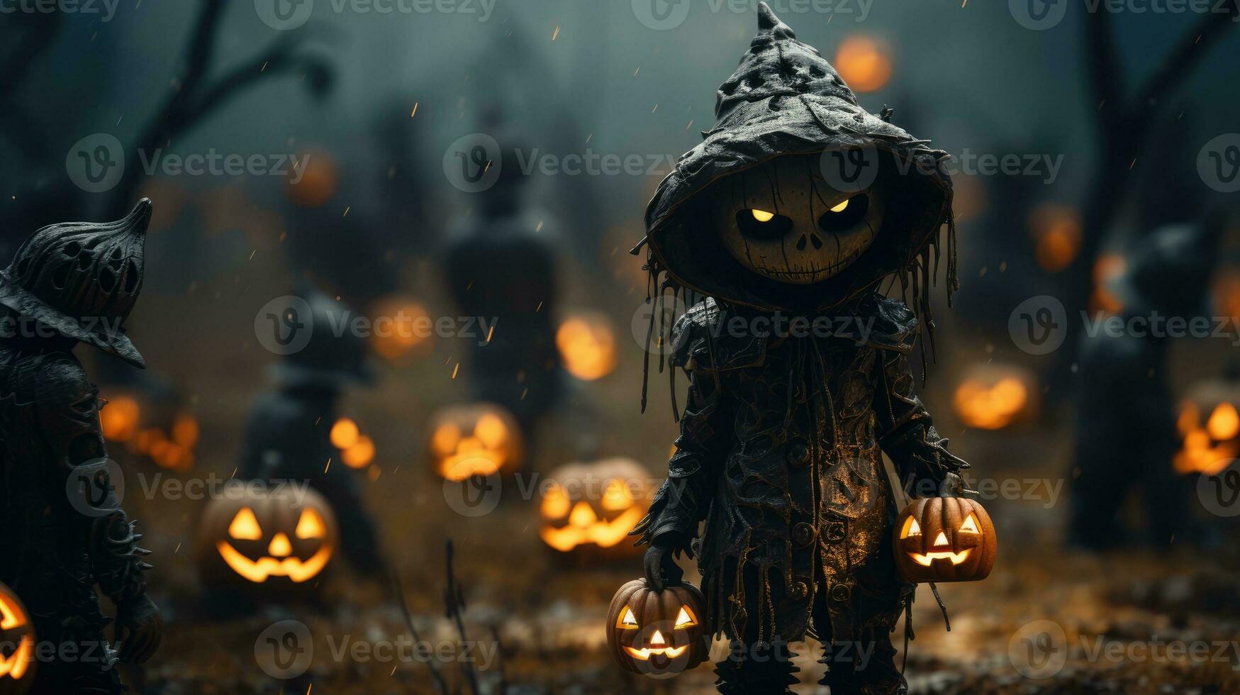 Cute halloween 3d character background photo illustration