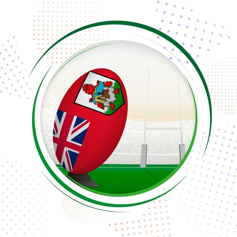 Flag of Bermuda on rugby ball. Round rugby icon with flag of Bermuda. vector