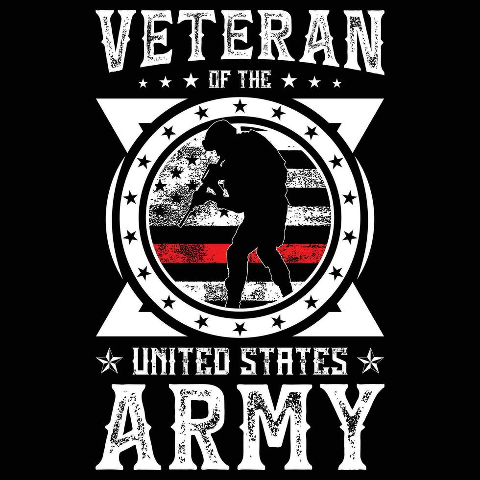 nos Ejército veterano rojo línea americano bandera Clásico camiseta veterano camiseta vector