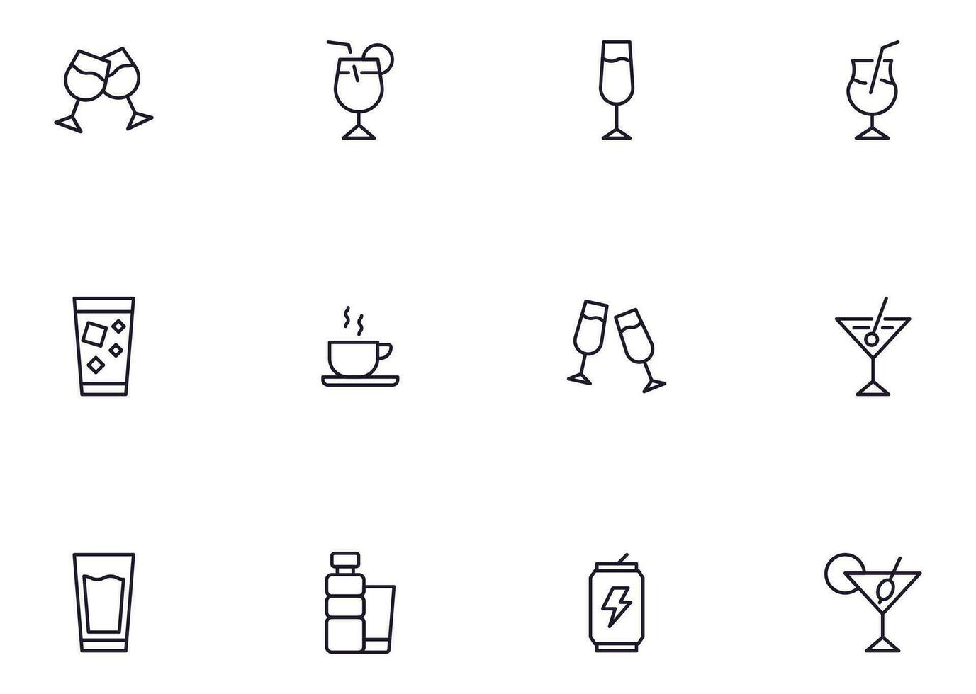 Drinks concept. Collection of modern high quality drink line icons. Editable stroke. Premium linear symbol for web sites, flyers, banners, online shops and companies. vector