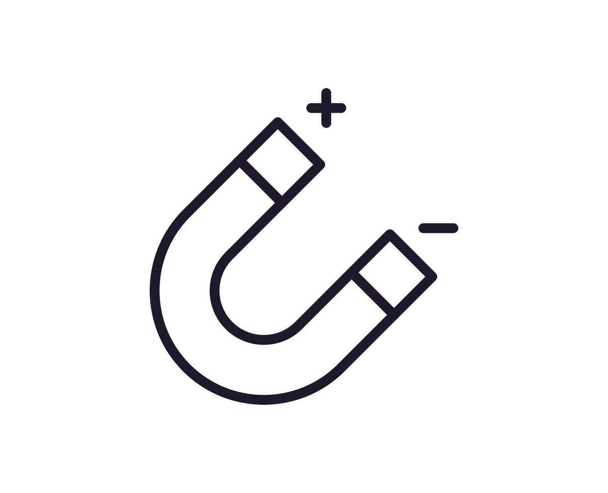Single line icon of magnet on isolated white background. High quality editable stroke for mobile apps, web design, websites, online shops etc. vector