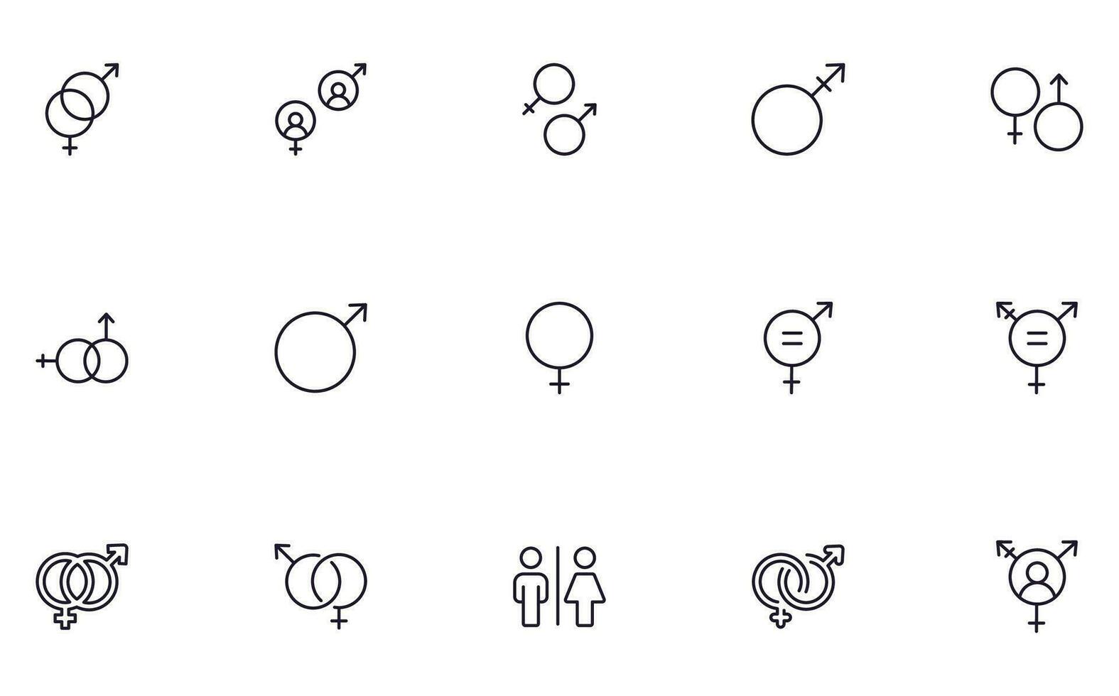 Gender concept. Collection of gender high quality vector outline signs for web pages, books, online stores, flyers, banners etc. Set of premium illustrations isolated on white background