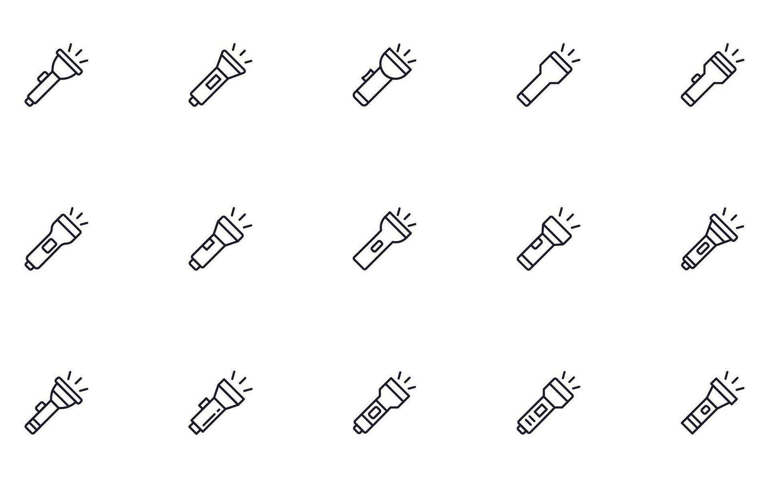 Flashlight concept. Collection of light high quality vector outline signs for web pages, books, online stores, flyers, banners etc. Set of premium illustrations isolated on white background