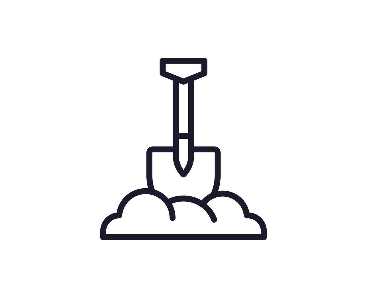 Shovel concept. Modern outline high quality illustration for banners, flyers and web sites. Editable stroke in trendy flat style. Line icon of shovel vector
