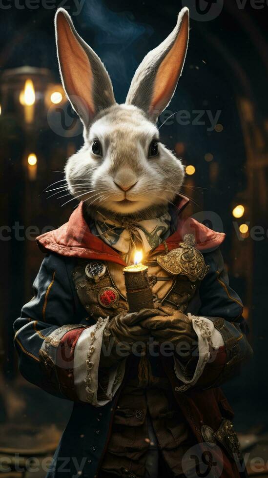 a rabbit with a magic suit photo