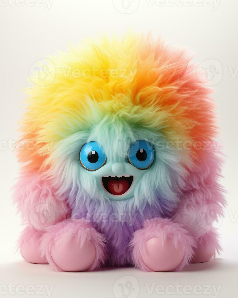 Colorful fluffy cute monster doll photo